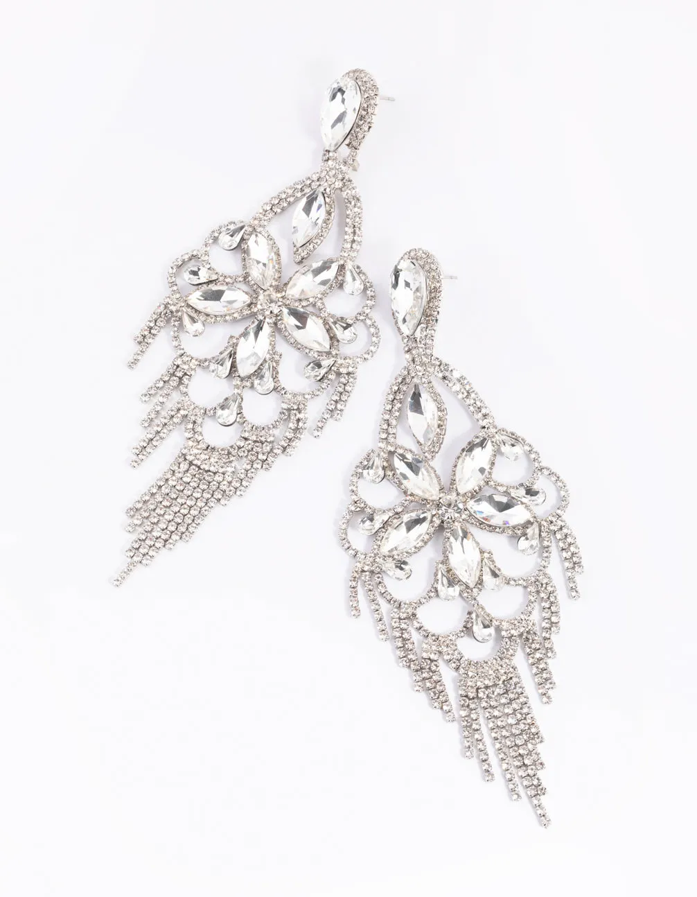 Rhodium Diamante Statement Earrings sold by lovisa product image thumbnail 2