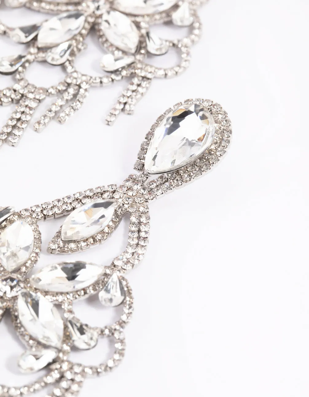 Rhodium Diamante Statement Earrings sold by lovisa product image thumbnail 4