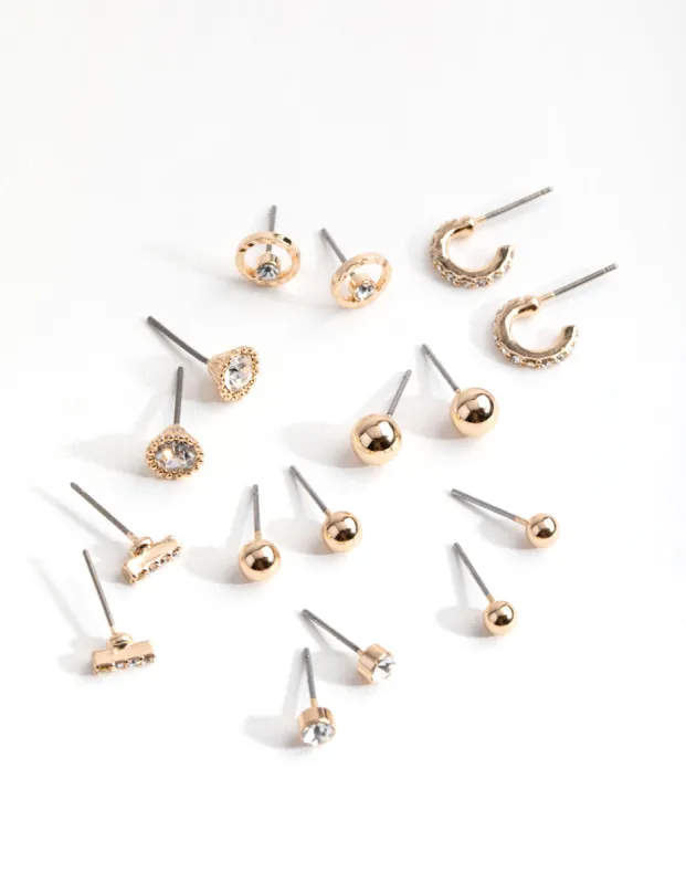 Gold Mini Hoop & Stud 8-Pack Earring sold by lovisa