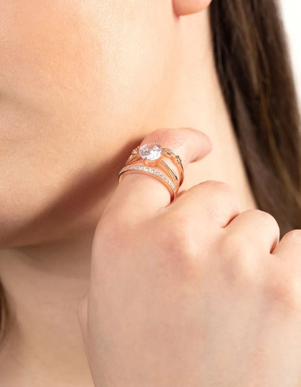 Rose Gold Round Stone Triple Band Ring sold by lovisa product image thumbnail 2