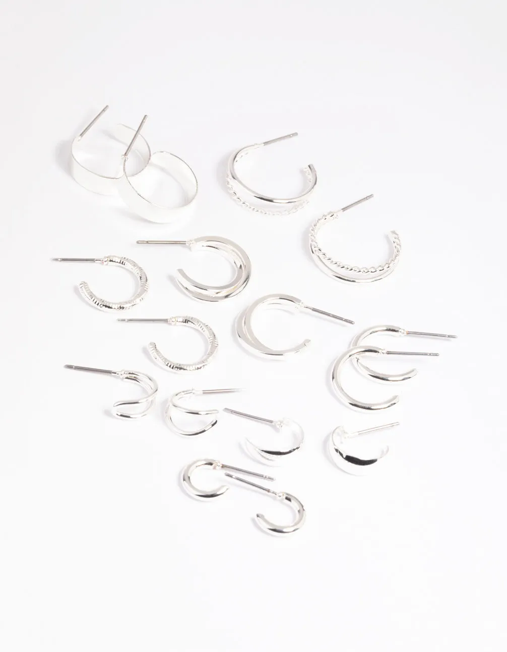 Silver Simple Hoop Earring 8-Pack sold by lovisa