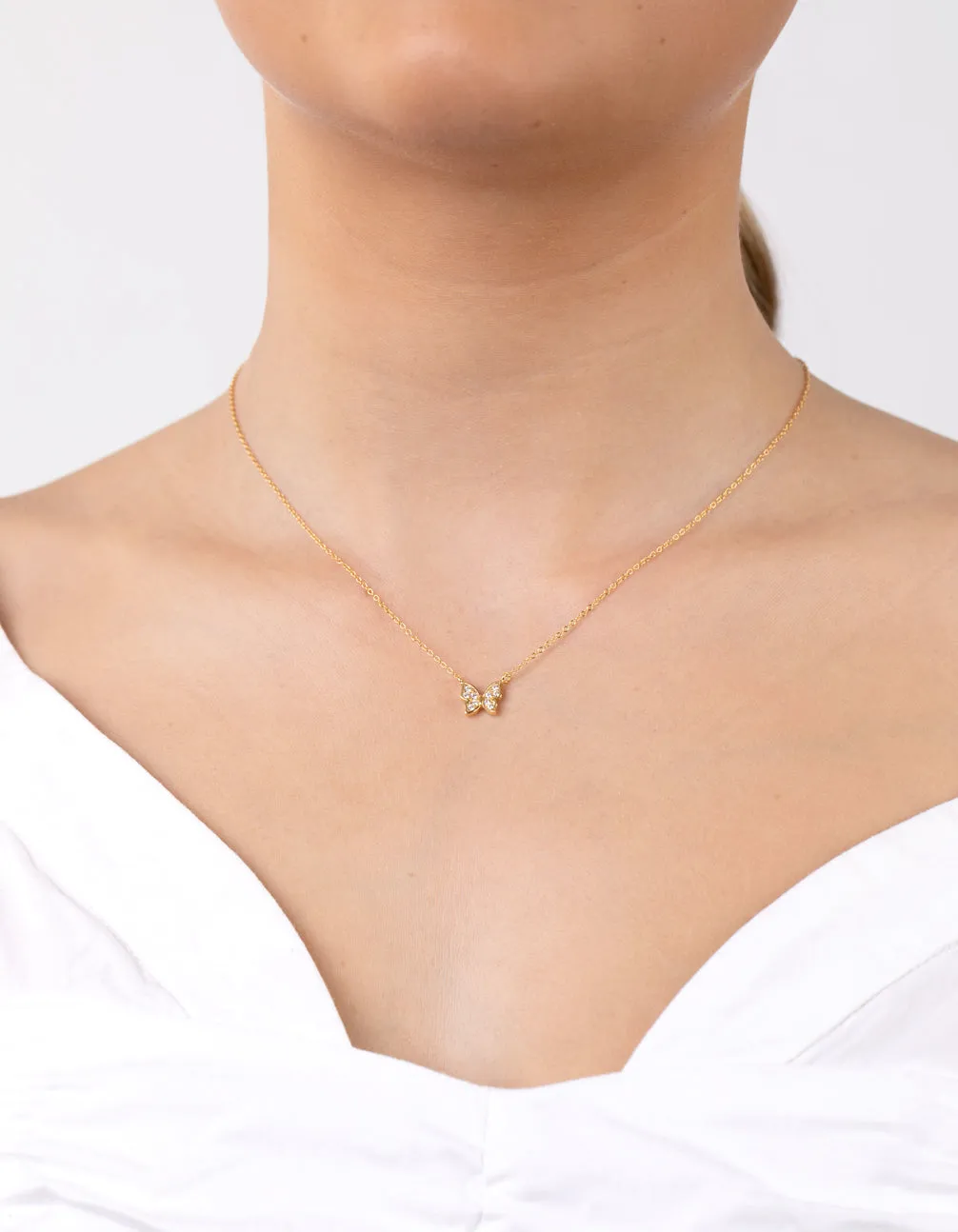 Gold Plated Sterling Silver Pave Butterfly Necklace sold by lovisa product image thumbnail 2