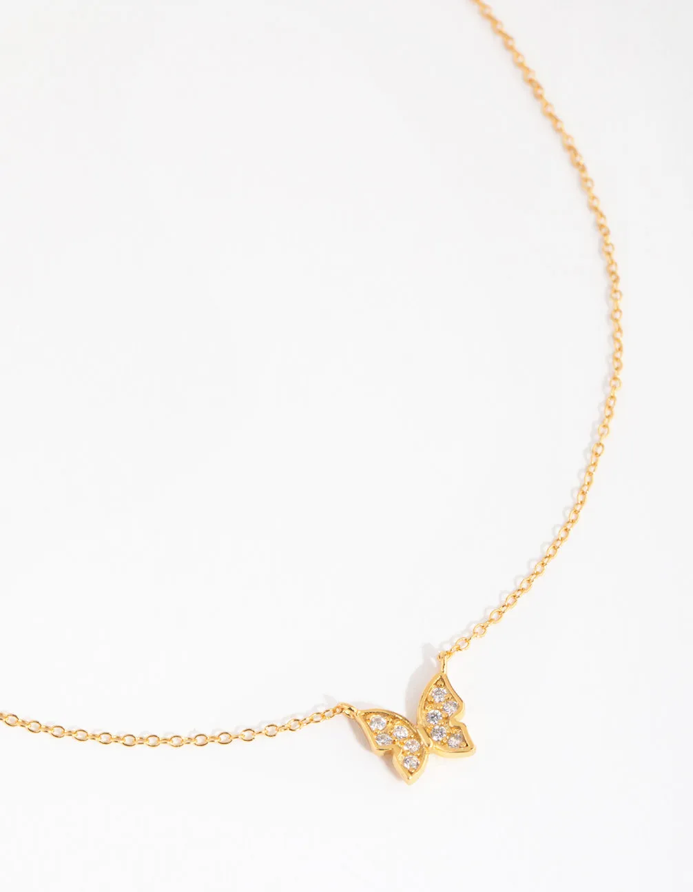 Gold Plated Sterling Silver Pave Butterfly Necklace sold by lovisa