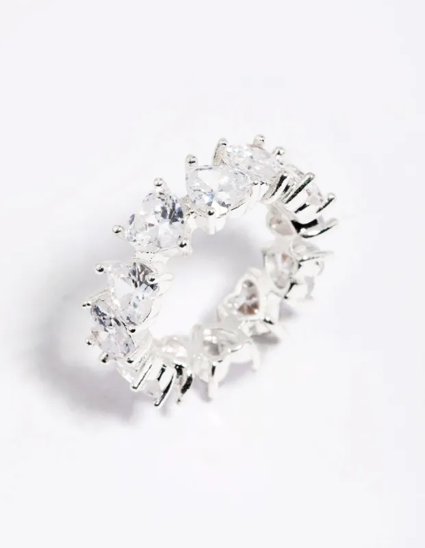 Silver Cubic Zirconia Flower Band Ring sold by lovisa