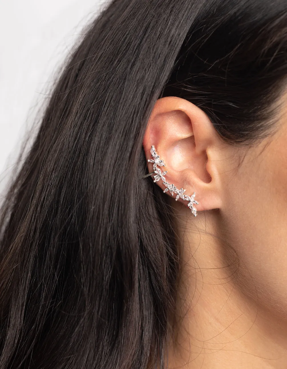 Silver Cubic Zirconia Floral Cuff Earrings sold by lovisa product image thumbnail 2