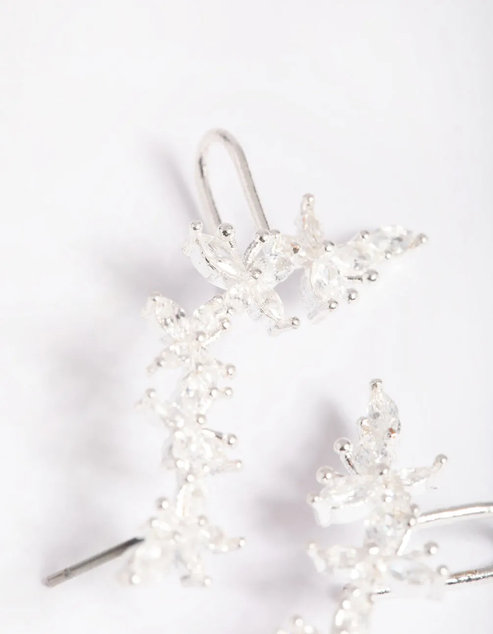 Silver Cubic Zirconia Floral Cuff Earrings sold by lovisa product image thumbnail 3