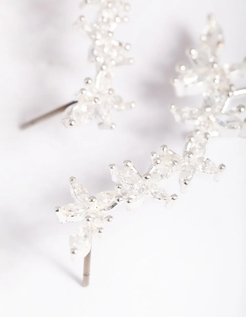 Silver Cubic Zirconia Floral Cuff Earrings sold by lovisa product image thumbnail 4