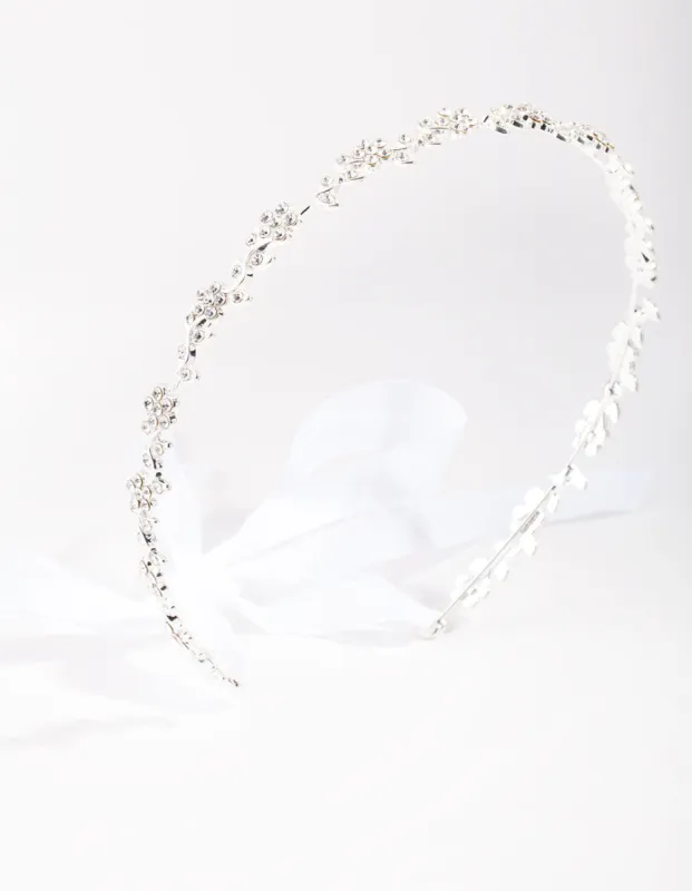 Silver Diamante Flower Tie Halo Headband sold by lovisa