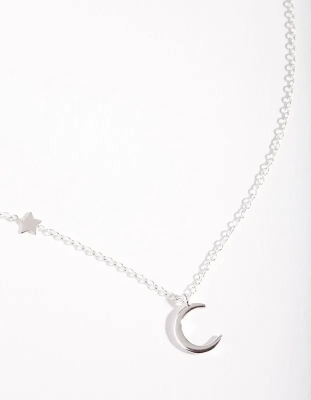 Sterling Silver Asymmetrical Celestial Necklace sold by lovisa
