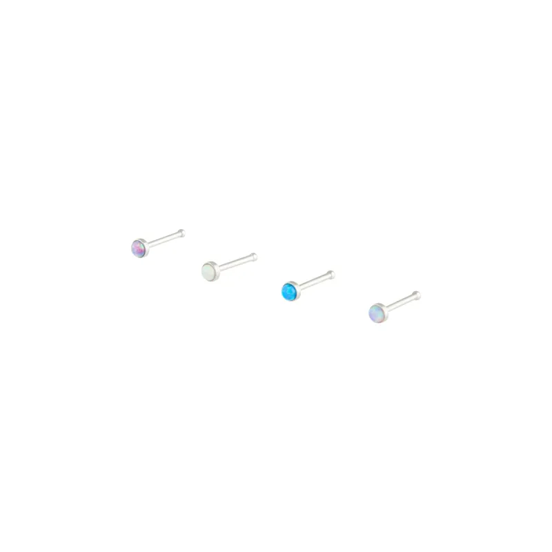 Surgical Steel Synthetic Opal Nose Pin 4-Pack sold by lovisa