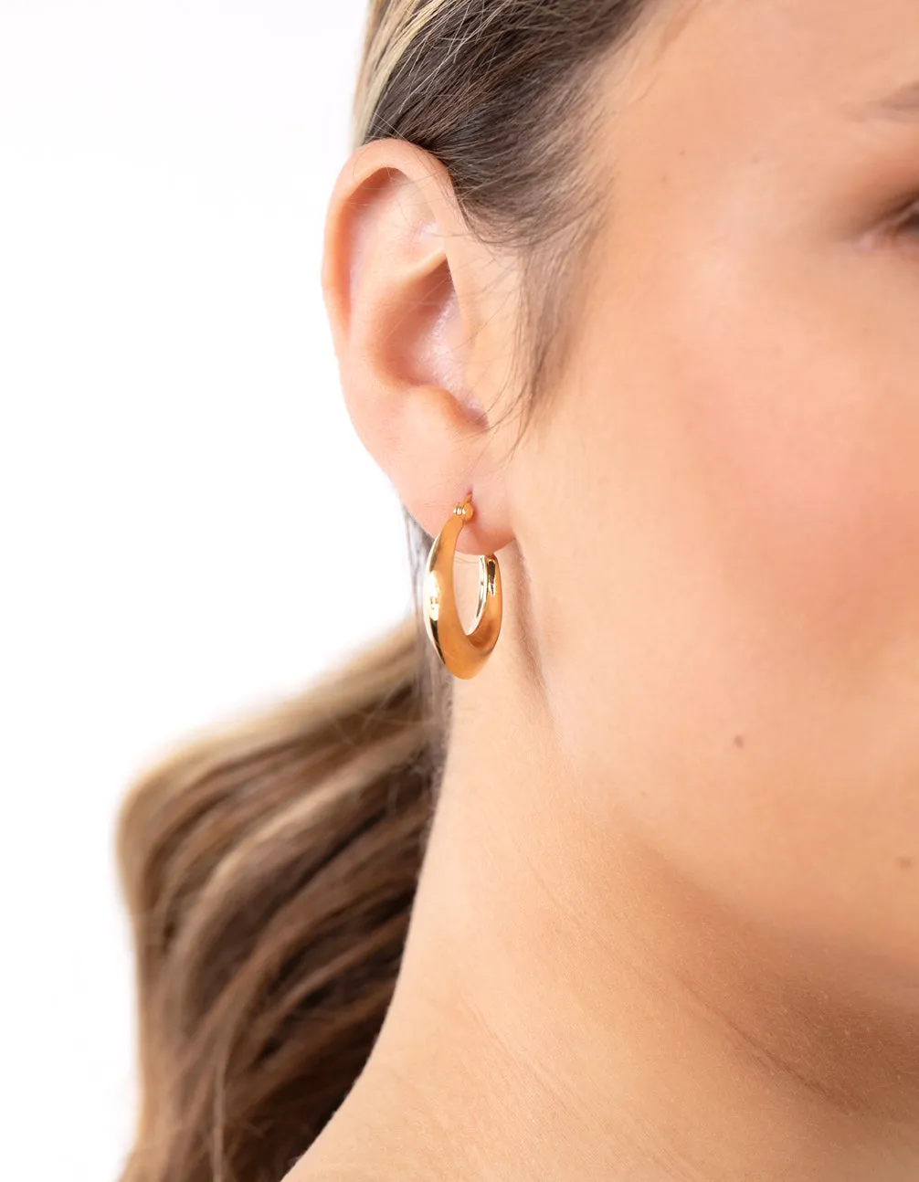 Gold Plated Sterling Silver Flat Edge Hoop Earrings sold by lovisa product image thumbnail 2