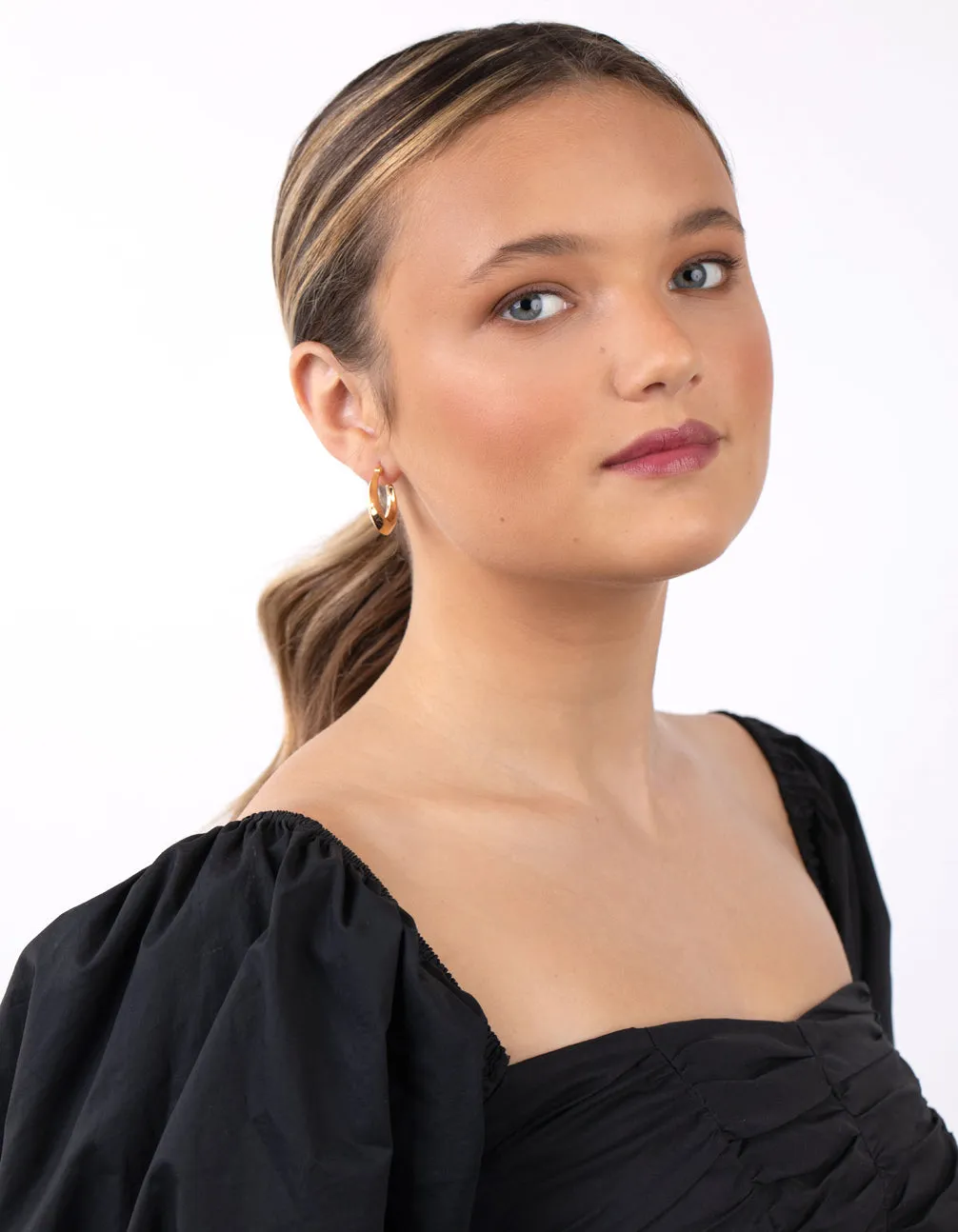 Gold Plated Sterling Silver Flat Edge Hoop Earrings sold by lovisa product image thumbnail 3