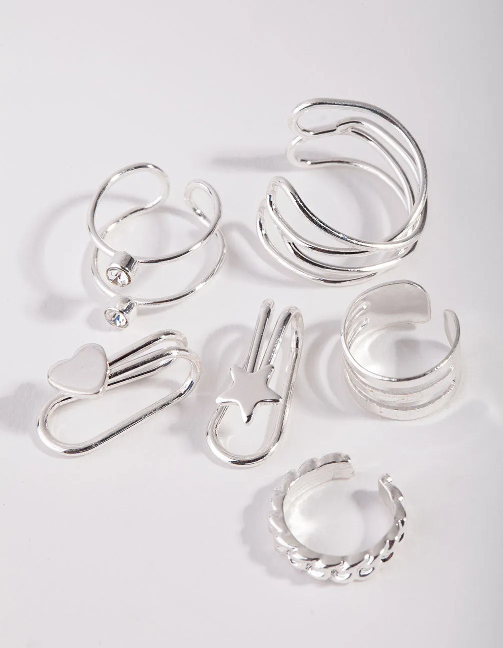 Silver Mix Texture Motif 6-Pack Earring sold by lovisa
