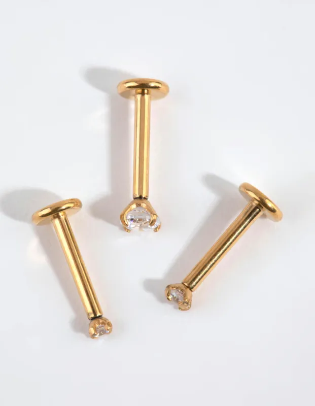 Gold Titanium Graduated Cubic Zirconia Flat Back Pack sold by lovisa