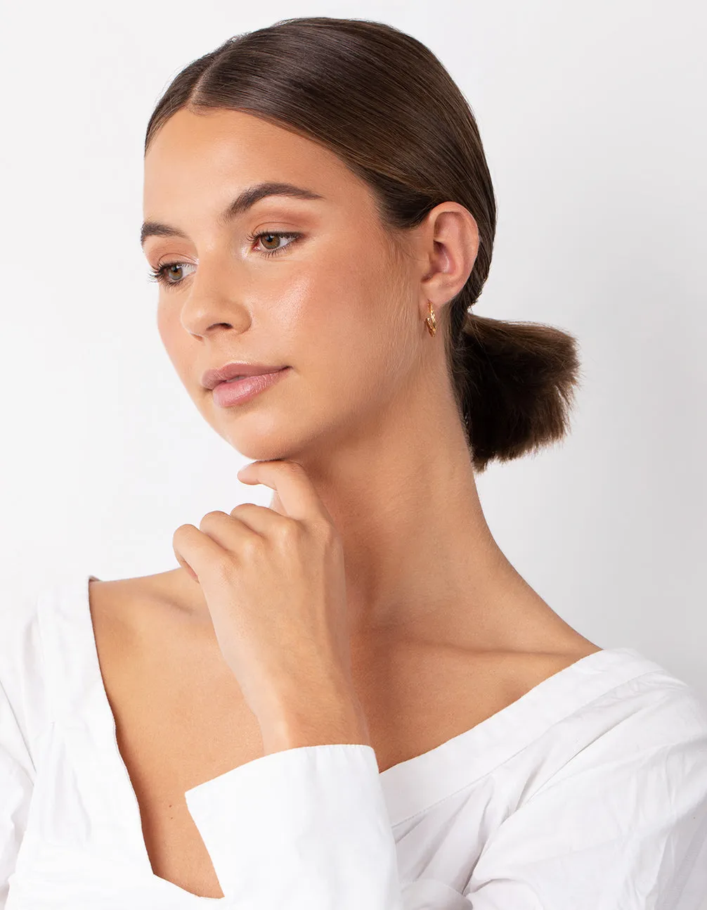 Gold Plated Sterling Silver 13mm Twist Hoop Earrings sold by lovisa product image thumbnail 5