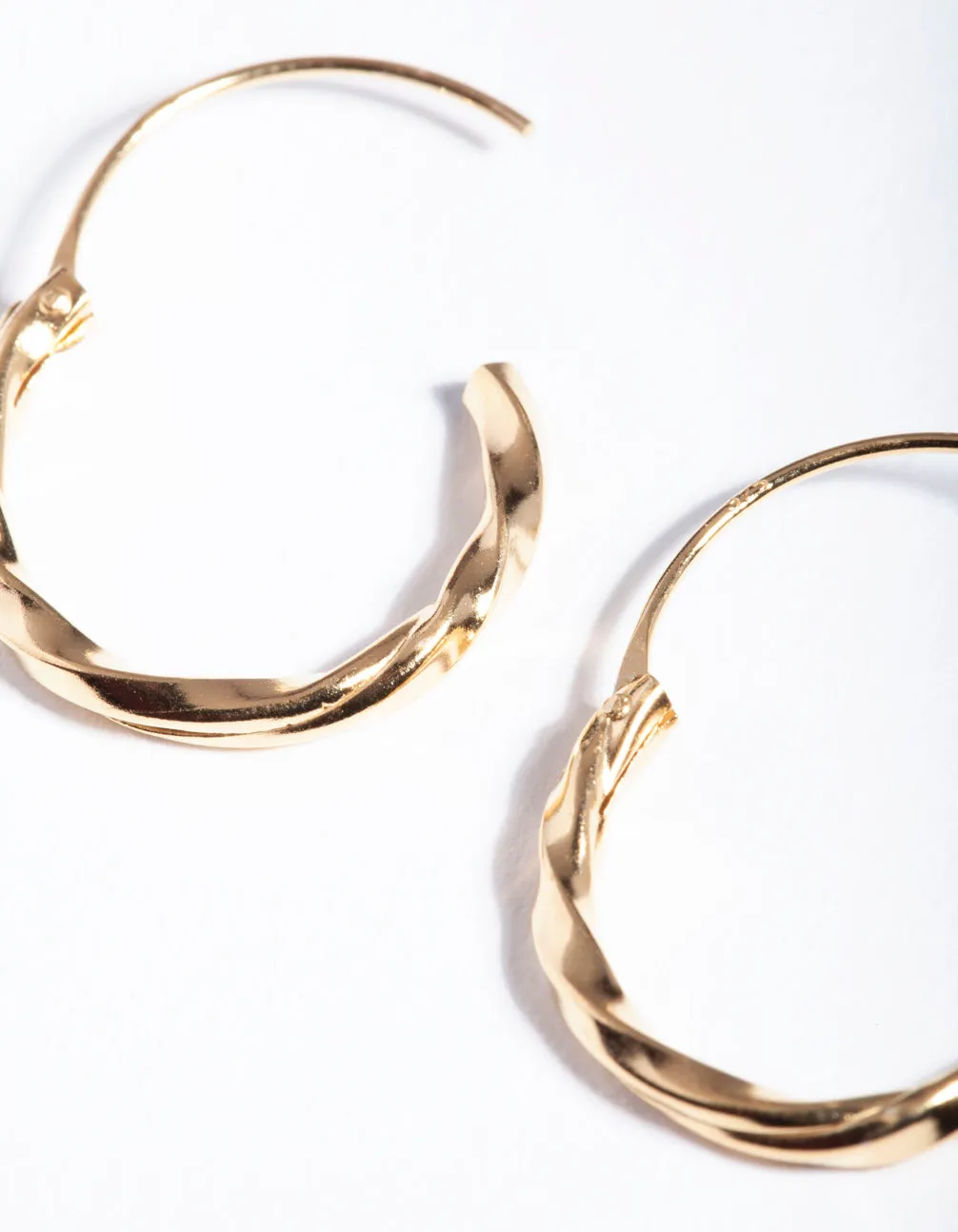 Gold Plated Sterling Silver 13mm Twist Hoop Earrings sold by lovisa product image thumbnail 4