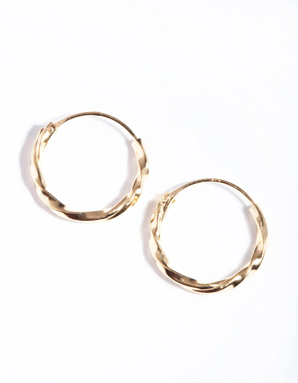 Gold Plated Sterling Silver 13mm Twist Hoop Earrings sold by lovisa