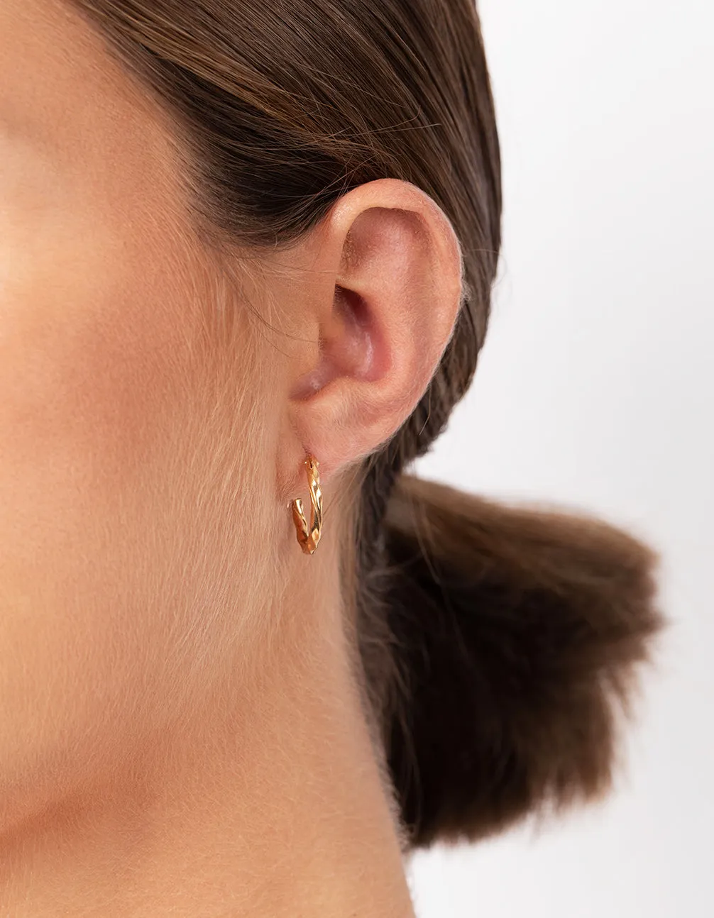 Gold Plated Sterling Silver 13mm Twist Hoop Earrings sold by lovisa product image thumbnail 2