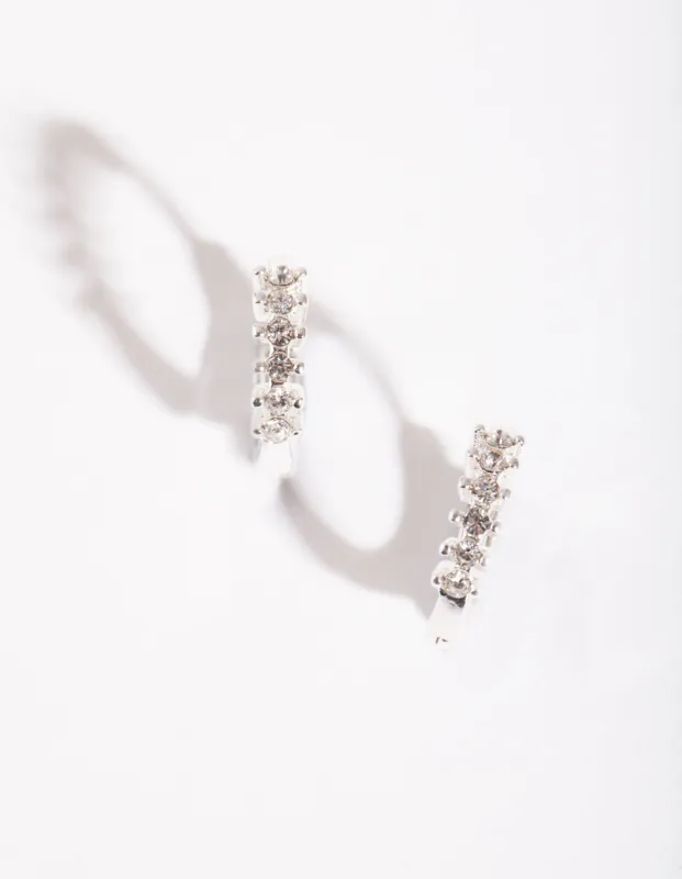 Silver Jagged Diamante Huggie sold by lovisa