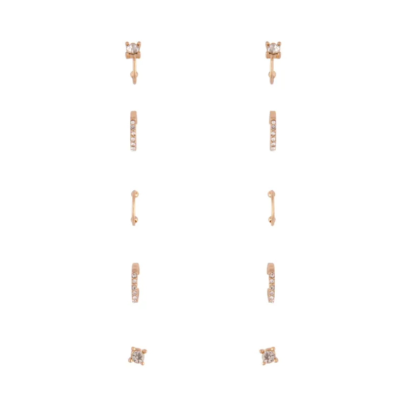 Gold Diamante Cuff Earrings 5-Pack sold by lovisa