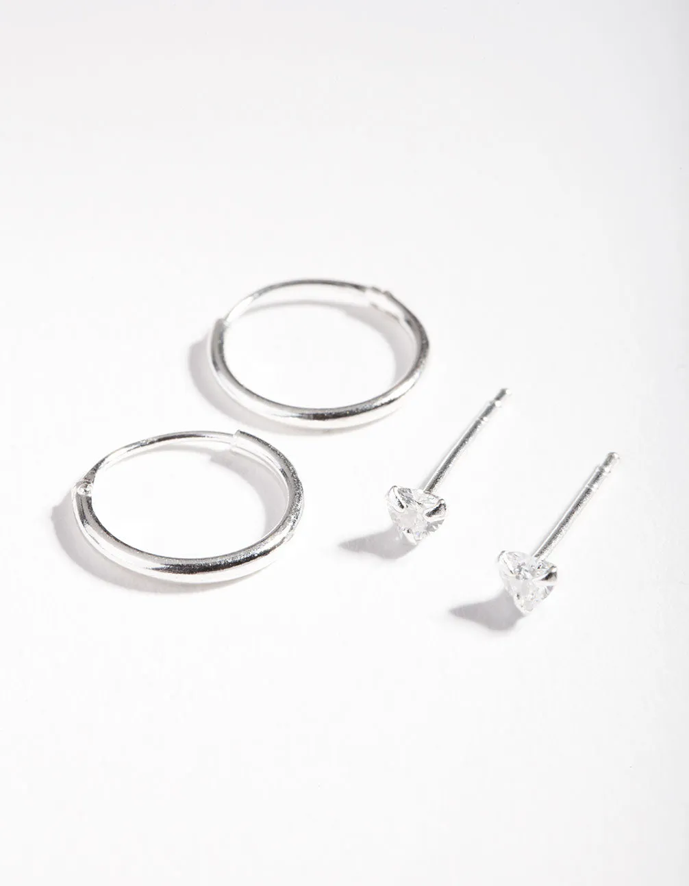 Sterling Silver Cubic Zirconia Heart Earring Pack sold by lovisa