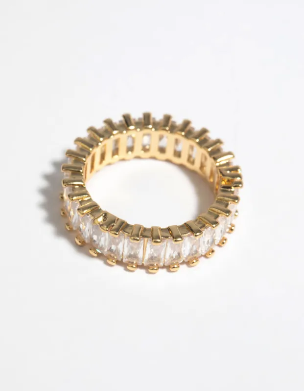 Gold Cubic Zirconia Baguette Ring sold by lovisa