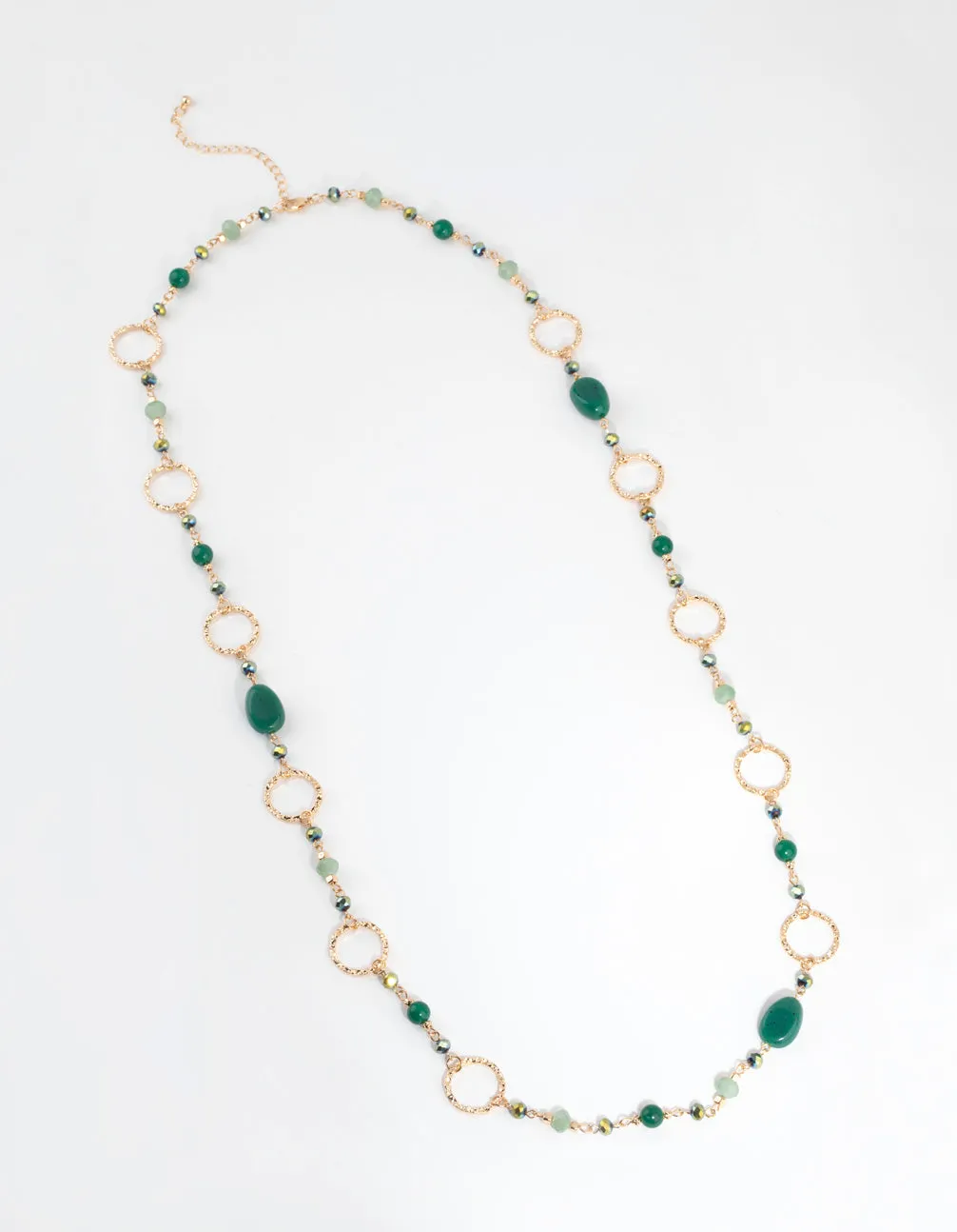 Gold & Green Crater Hoop & Bead Necklace sold by lovisa product image thumbnail 2