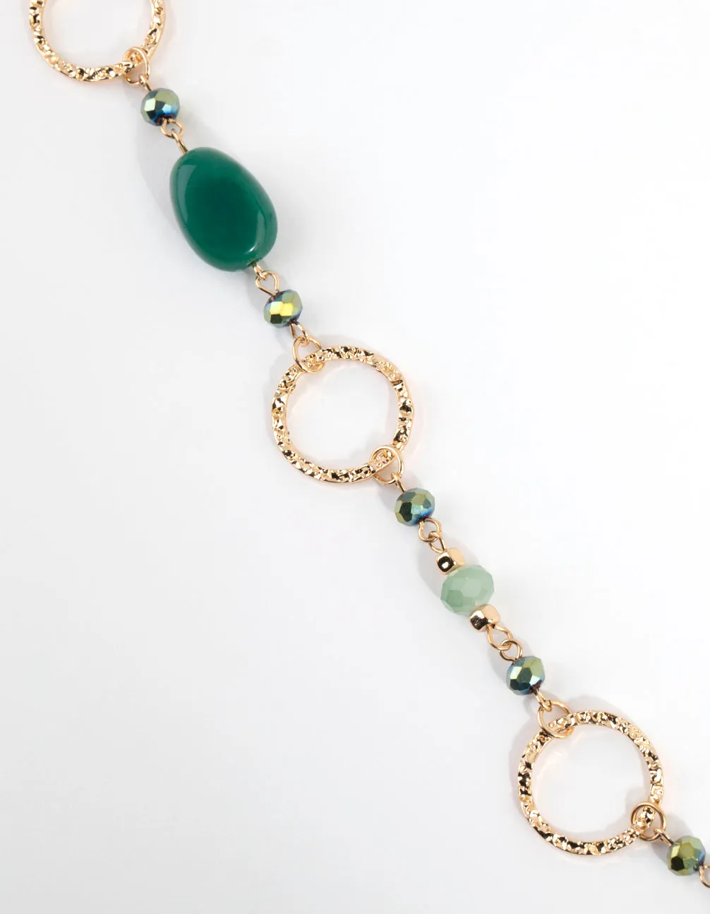 Gold & Green Crater Hoop & Bead Necklace sold by lovisa product image thumbnail 3
