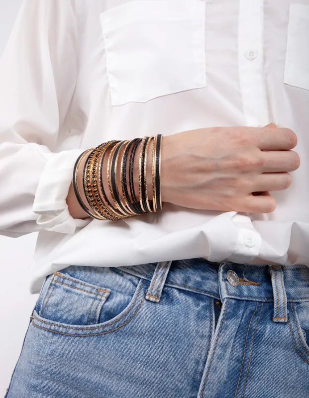 Gold & Black Bangle 20-Pack sold by lovisa