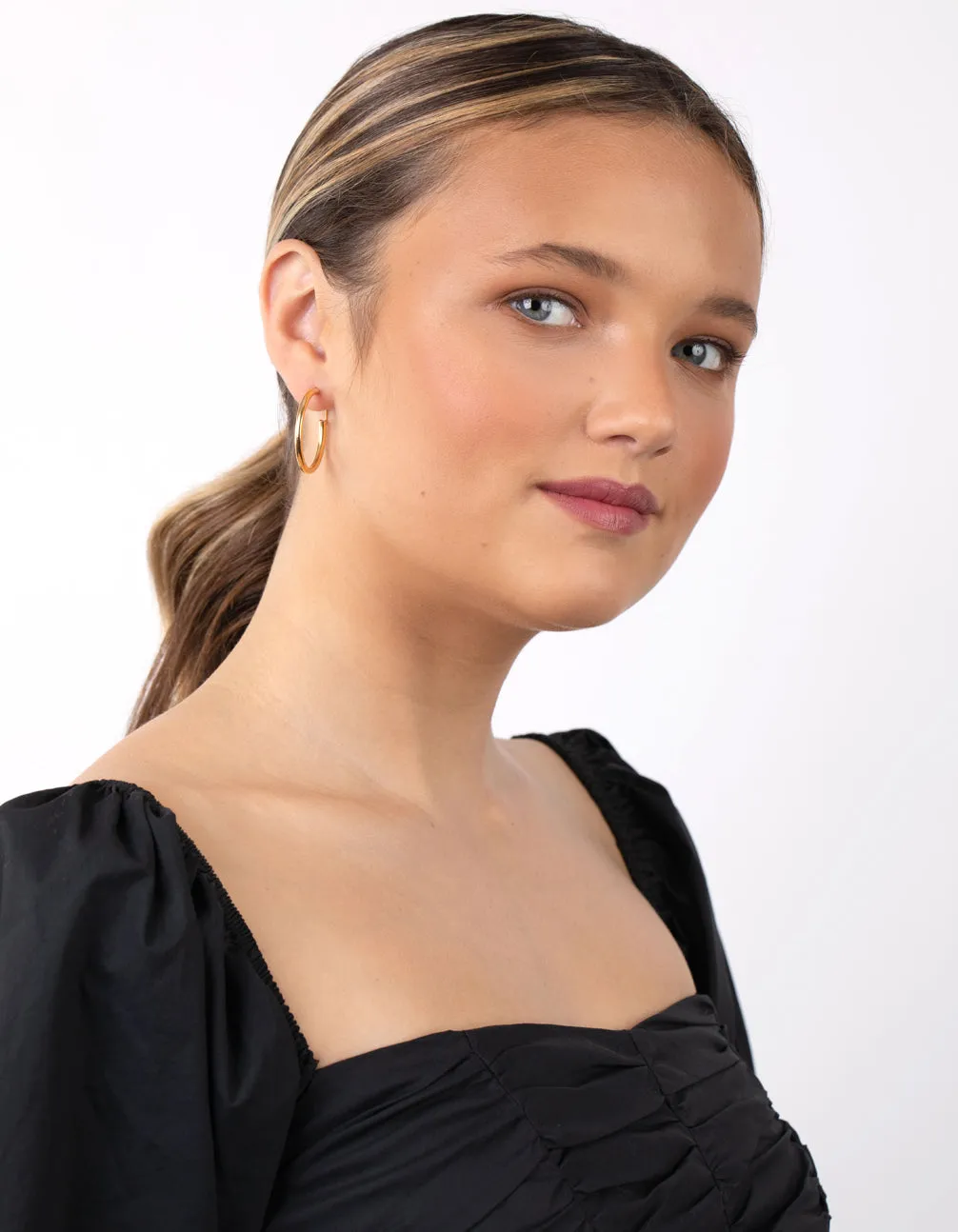 Gold Plated Sterling Silver Hoop Earrings sold by lovisa product image thumbnail 4