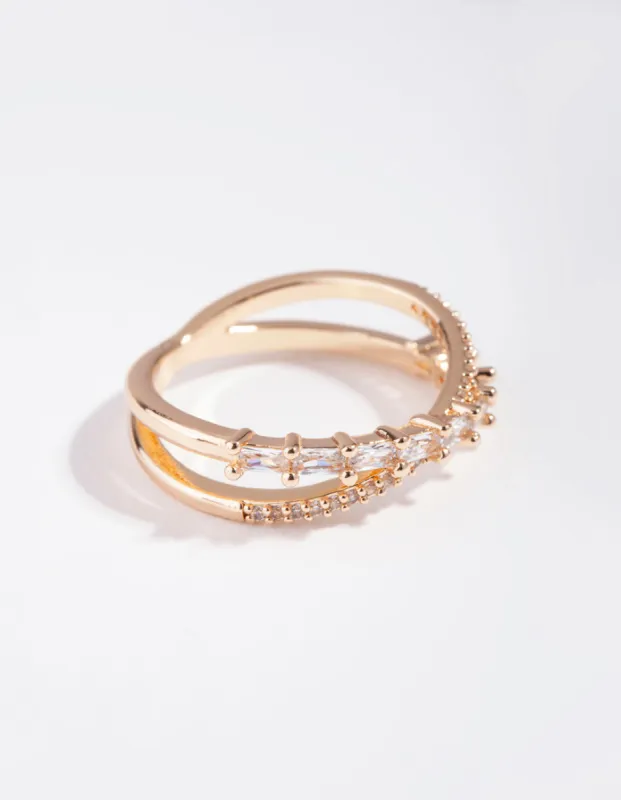 Gold Cubic Zirconia Orbit Band Ring sold by lovisa
