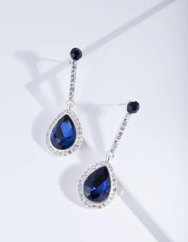 Silver Blue Teardrop Earrings sold by lovisa