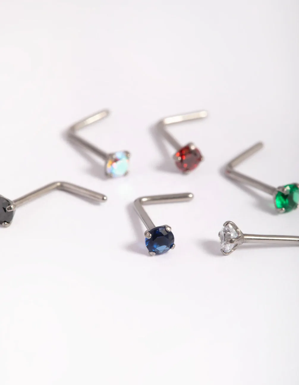 Titanium Mixed Stone Nose Stud 6-Pack sold by lovisa product image thumbnail 3