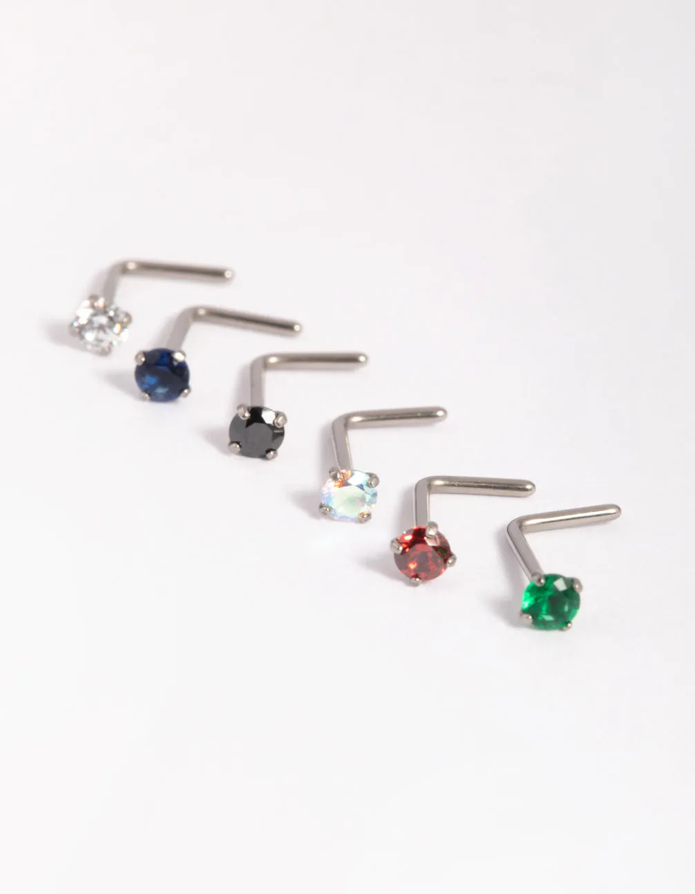 Titanium Mixed Stone Nose Stud 6-Pack sold by lovisa product image thumbnail 2