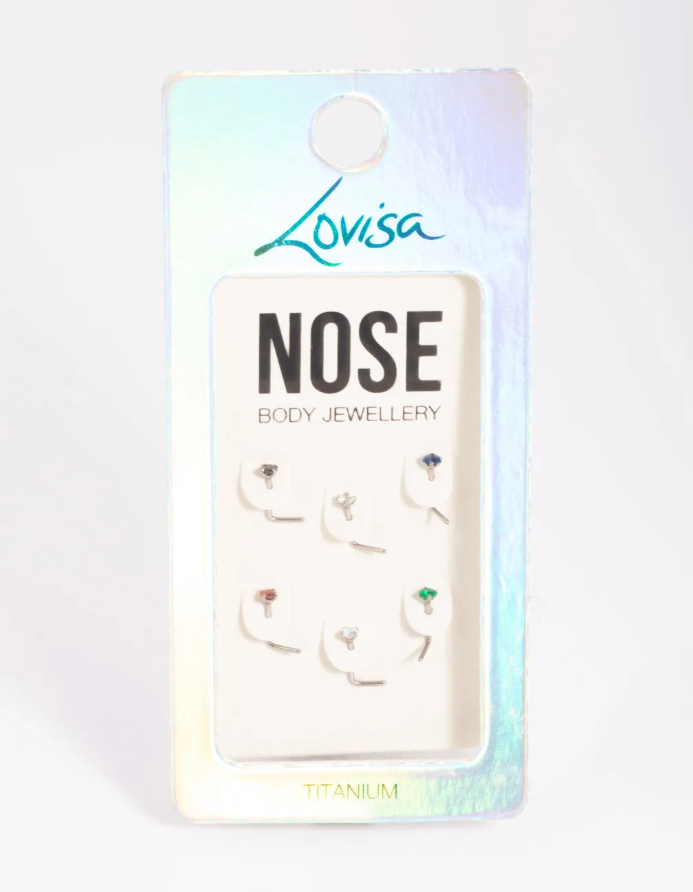 Titanium Mixed Stone Nose Stud 6-Pack sold by lovisa product image thumbnail 4