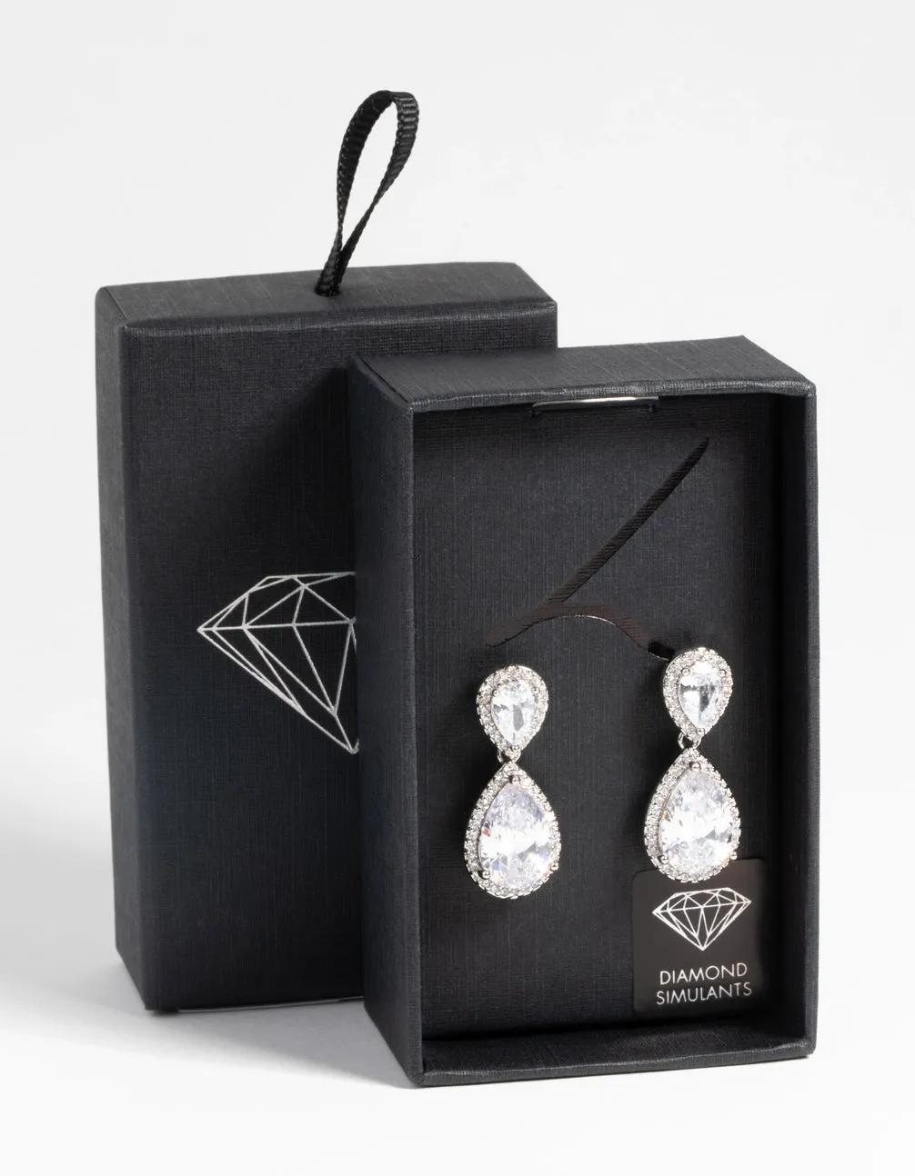 Rhodium Diamond Simulant Classic Teardrop Earrings sold by lovisa product image thumbnail 3