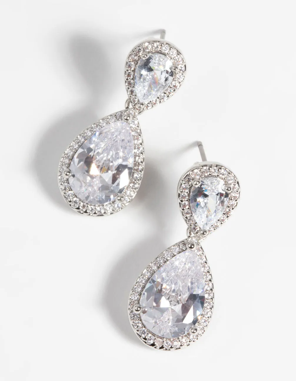 Rhodium Diamond Simulant Classic Teardrop Earrings sold by lovisa