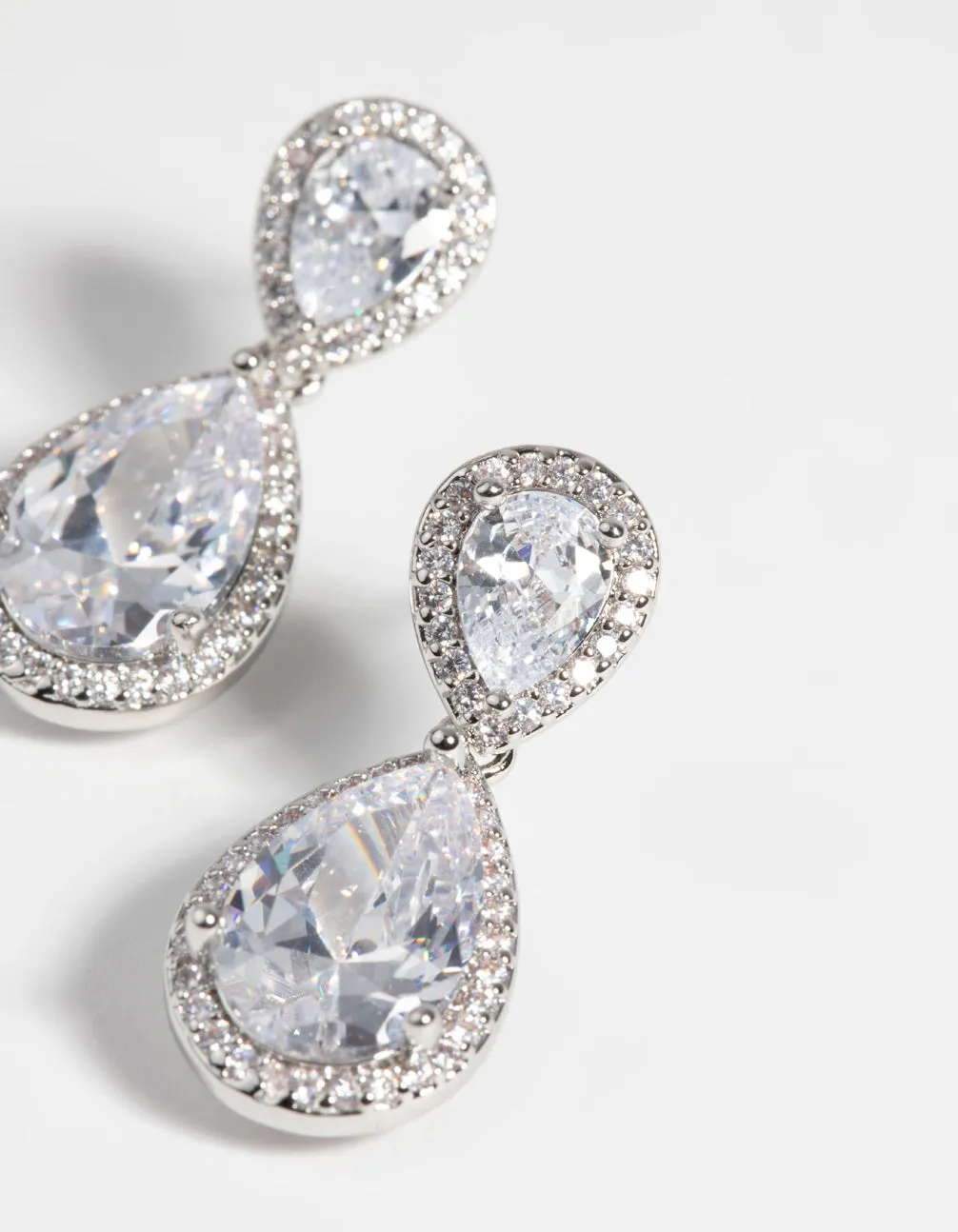 Rhodium Diamond Simulant Classic Teardrop Earrings sold by lovisa product image thumbnail 2