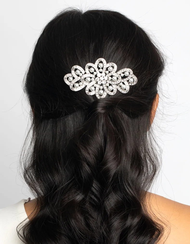 Rhodium Pearl & Diamante Comb sold by lovisa product image thumbnail 2