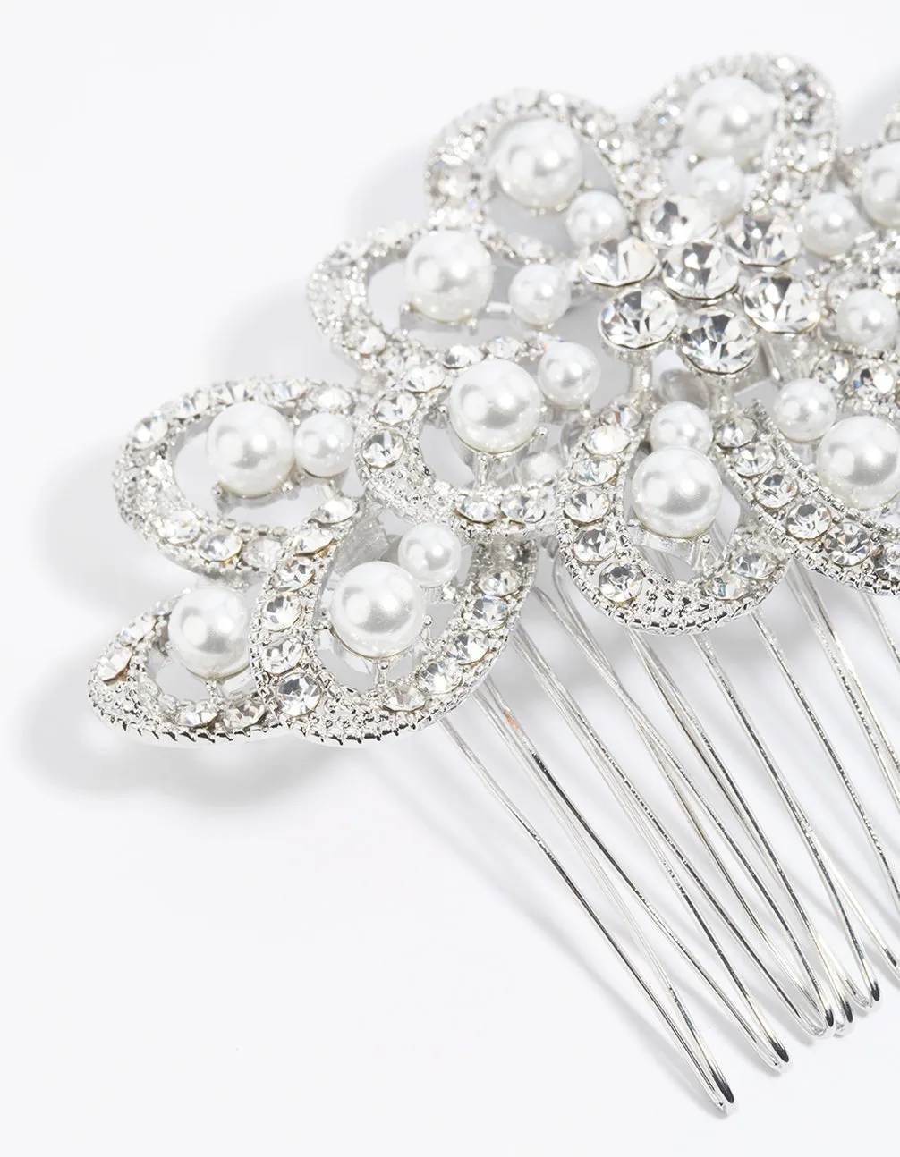 Rhodium Pearl & Diamante Comb sold by lovisa product image thumbnail 4