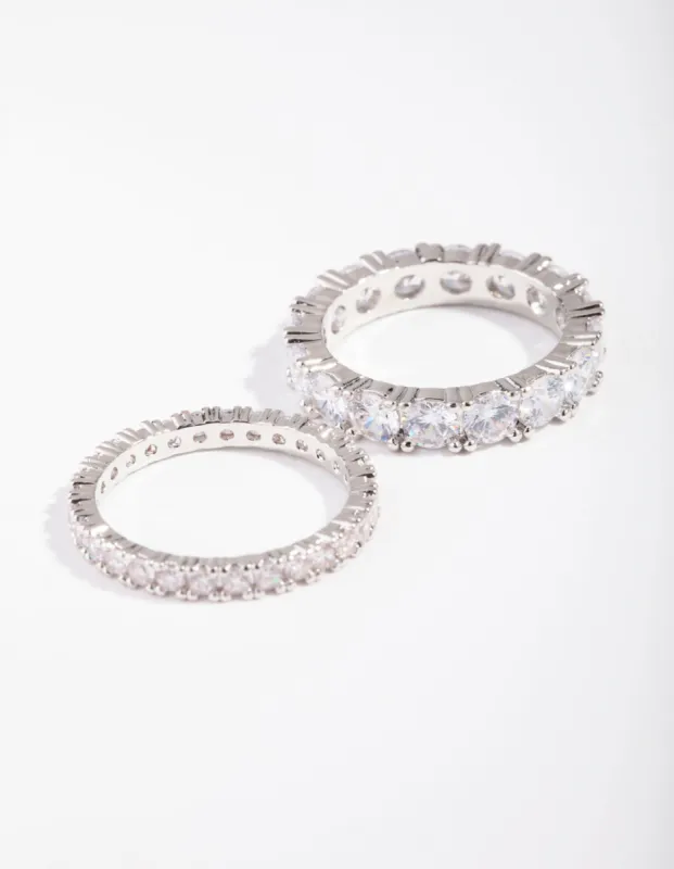 Silver Cubic Zirconia Ring Set sold by lovisa