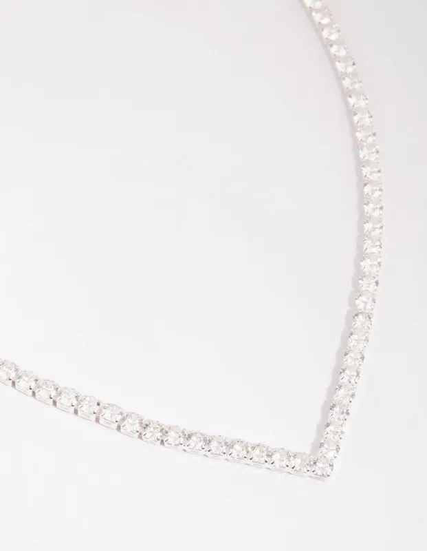 Silver Cubic Zirconia Cup Chain Pointed Tennis Necklace sold by lovisa