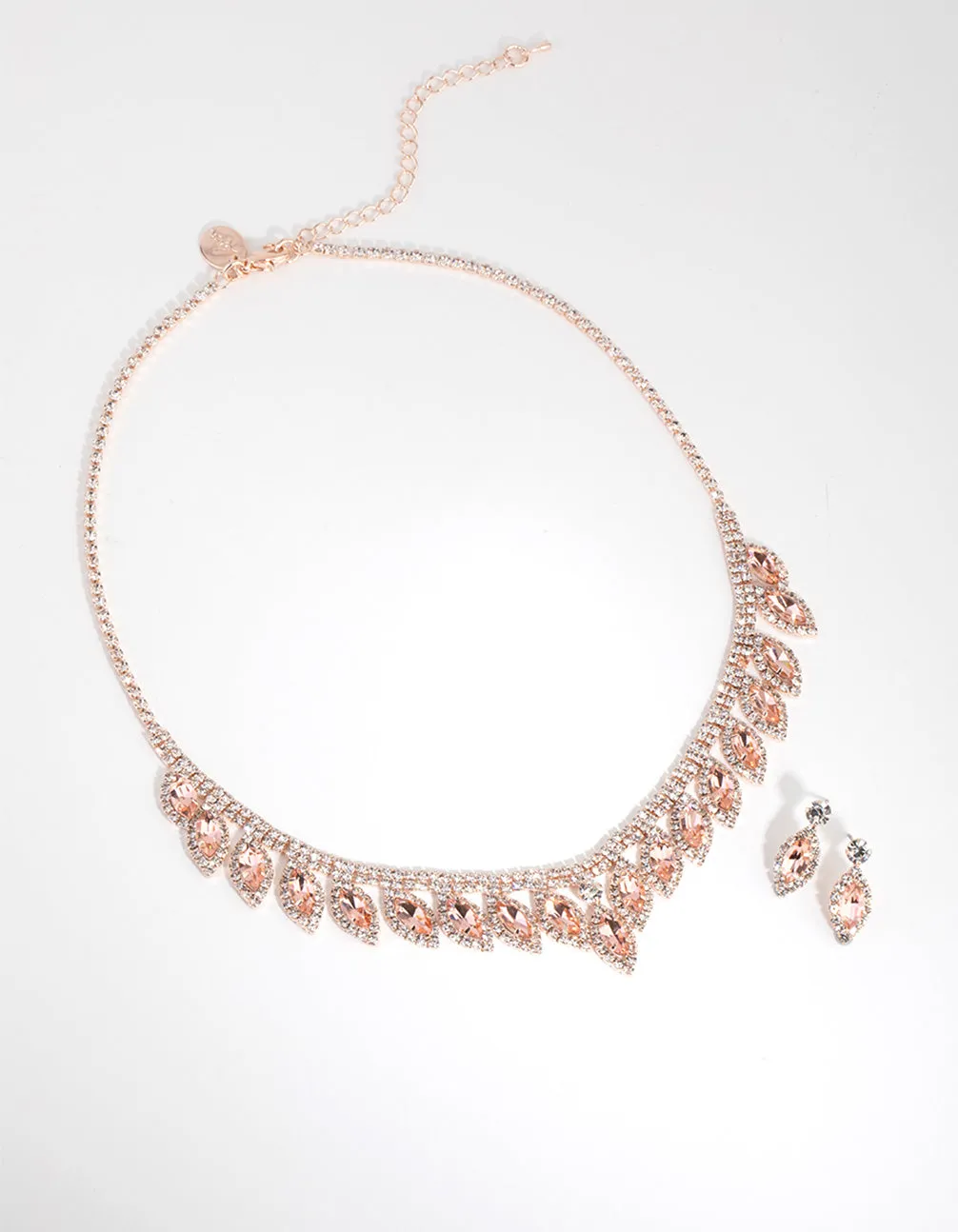 Rose Gold Marquise Droplet Necklace & Earrings Set sold by lovisa