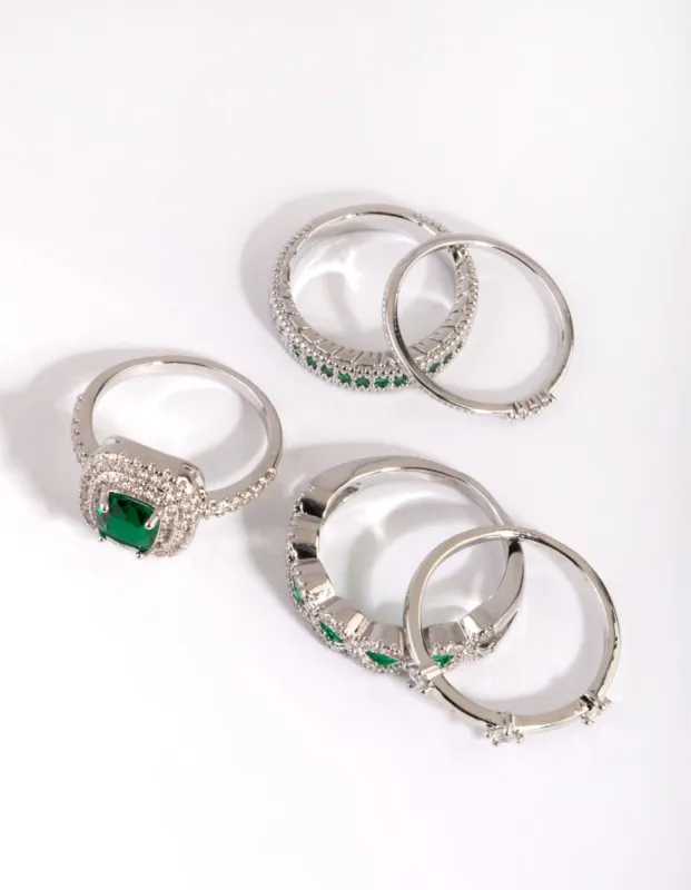 Emerald Cubic Zirconia Statement Ring 5-Pack sold by lovisa