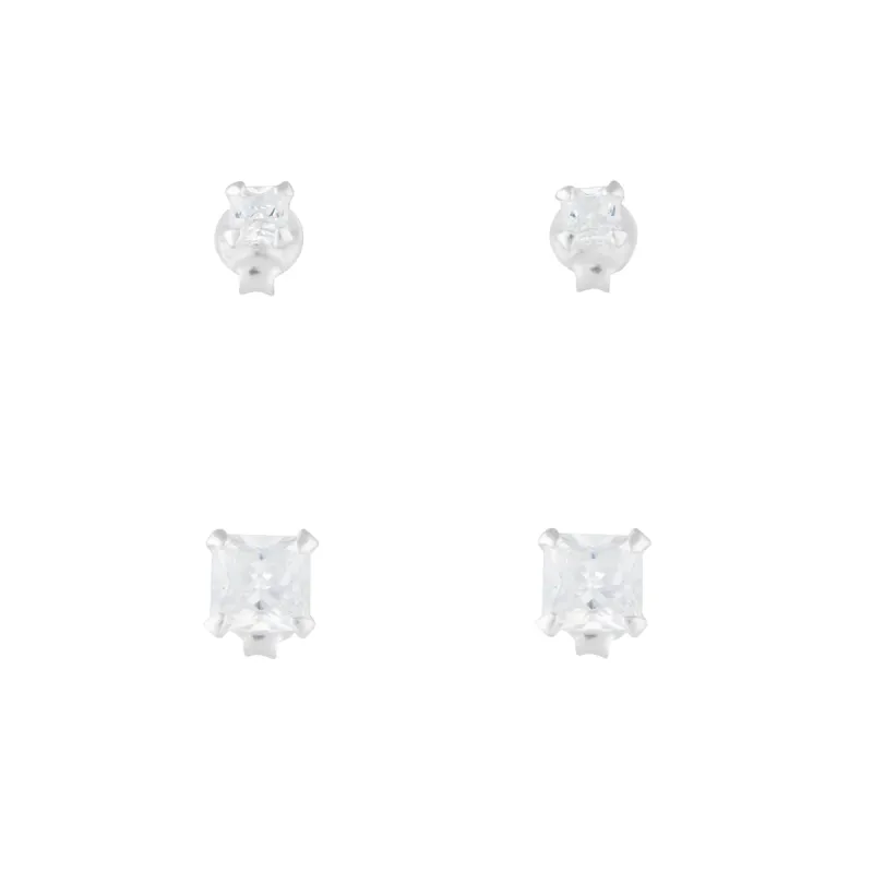 Sterling Silver Square Cubic Zirconia Studs sold by lovisa