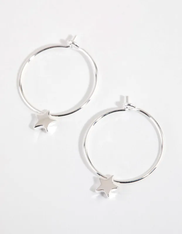 Sterling Silver Mini Star Hoop Earrings sold by lovisa