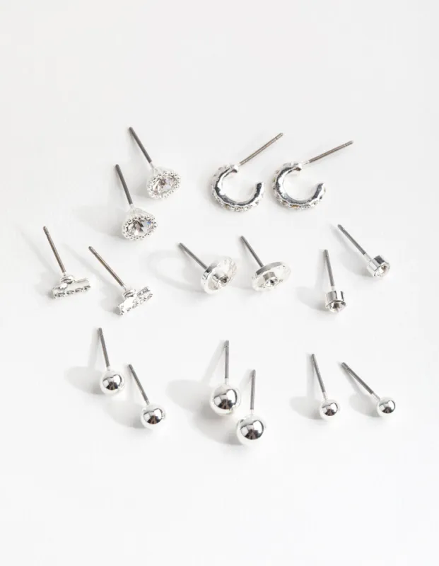 Silver Mini Hoop & Stud 8-Pack Earring sold by lovisa