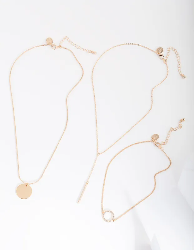 Gold Circle Bar Choker Pack sold by lovisa