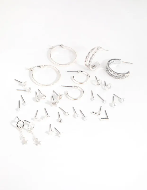 Silver Star Stud & Hoop 16-Pack Earring sold by lovisa