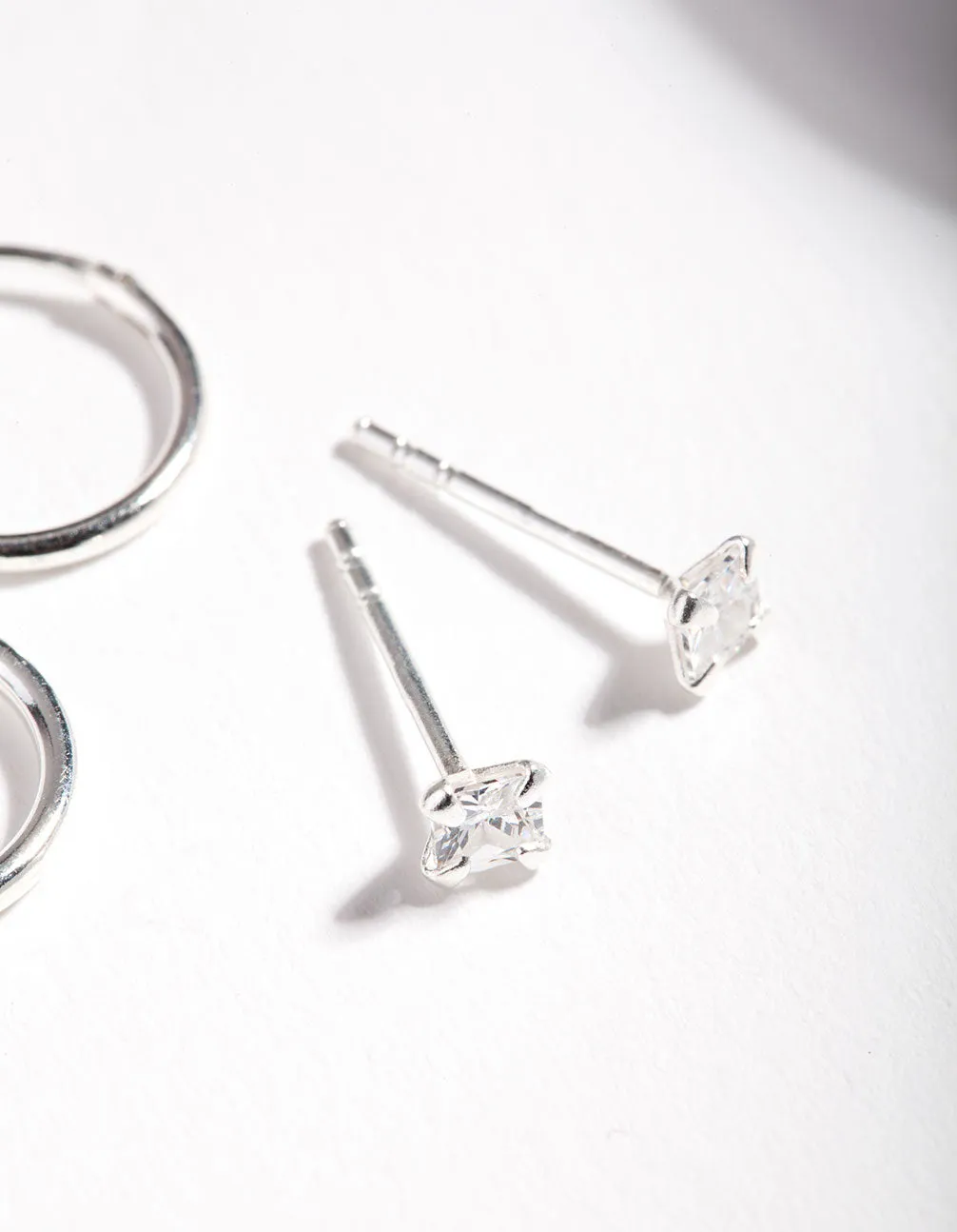 Sterling Silver Cubic Zirconia Princess Stud Hoop Earring Pack sold by lovisa product image thumbnail 2